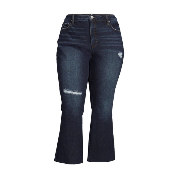 Terra & Sky High-Rise Cropped Bootcut Jeans Plus Size 20W Distressed Stretch New - Picture 3 of 7